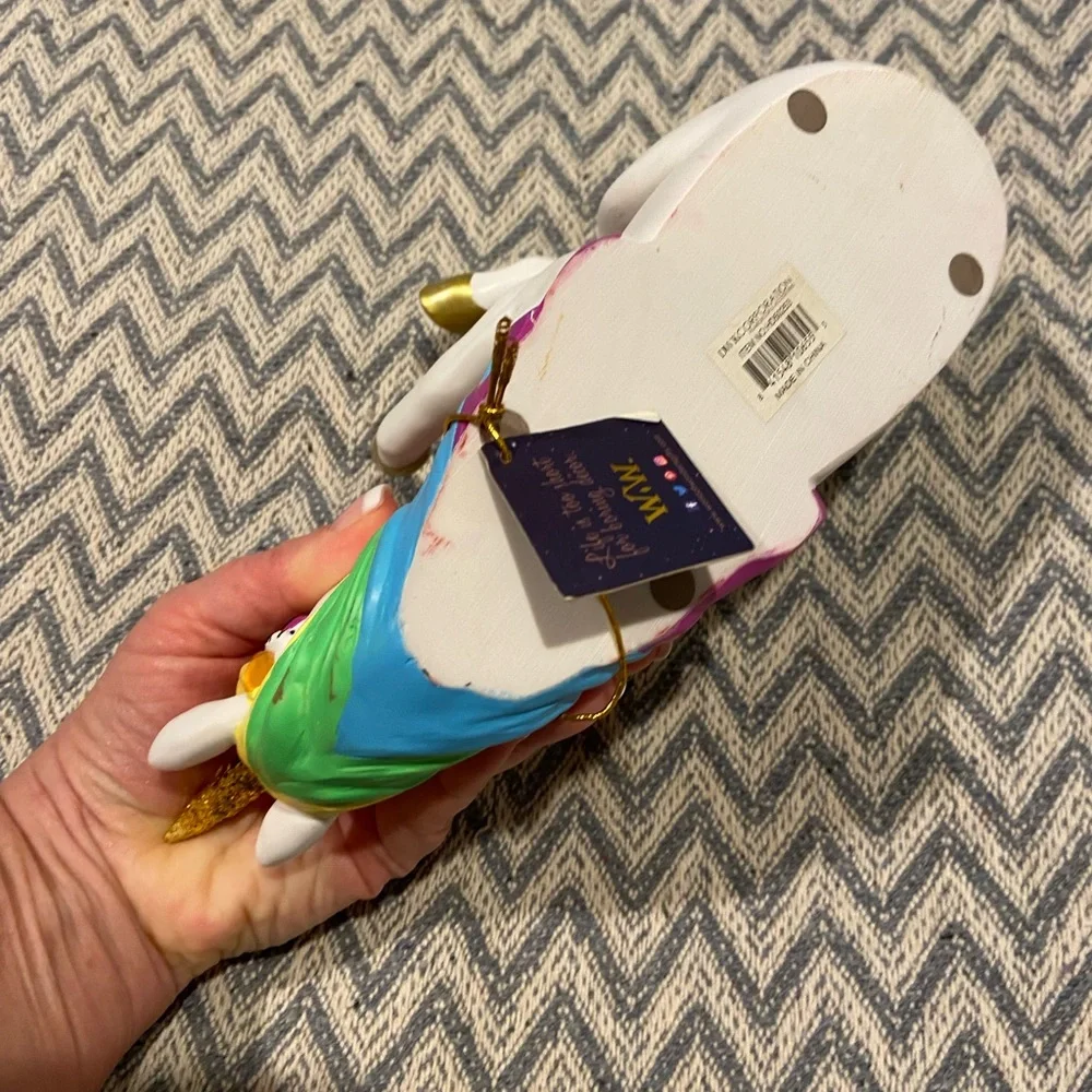 White Rainbow Unicorn Wine Bottle Holder - Colorful Fun Accent